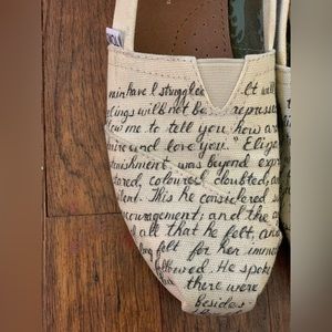 Toms hand painted Mr Darcy’s speech from Pride and Prejudice-size 6.5